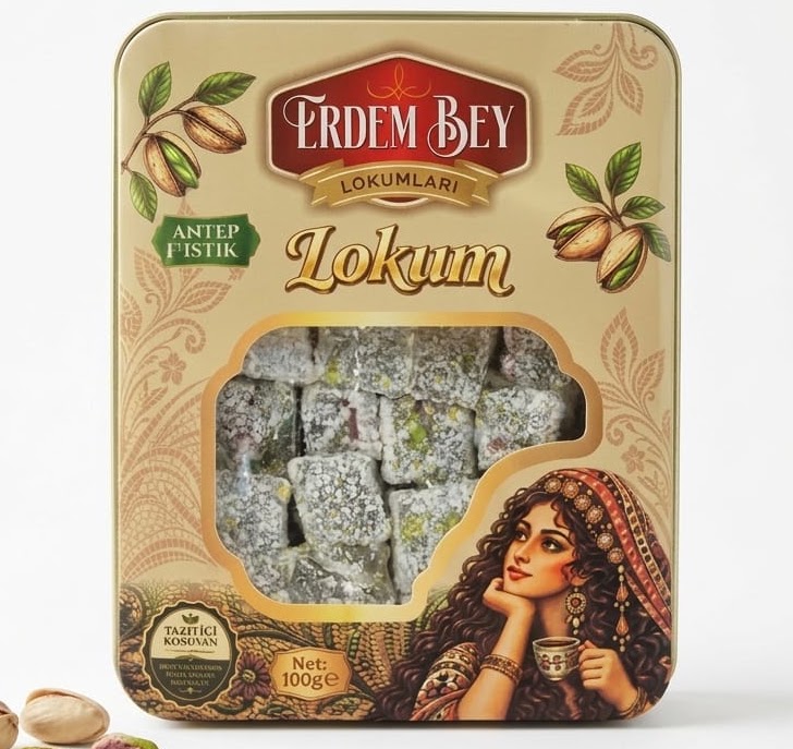 Fıstıklı Çifte Kavrulmuş Lokum - Erdem Bey Lokumları