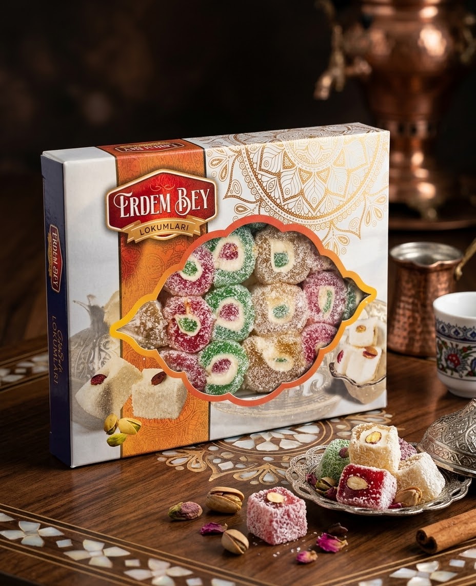 Meyve Aromalı Göbekli Lokum (600 g Hediyelik) - Erdem Bey Lokumları