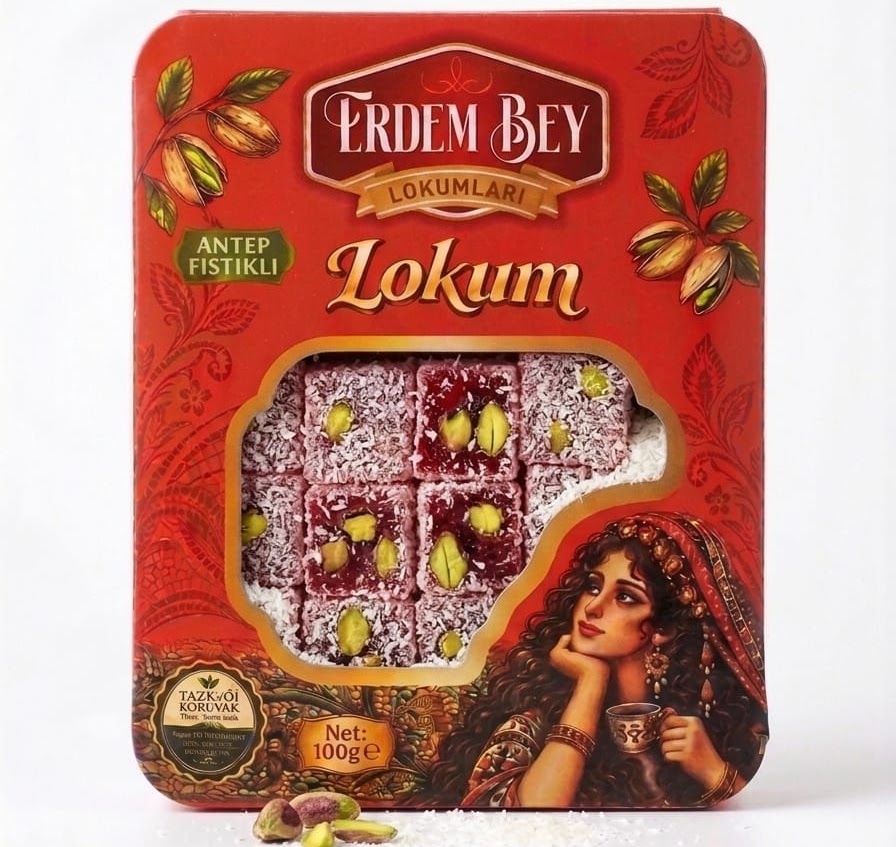Nar Aromalı Çifte Kavrulmuş Lokum - Erdem Bey Lokumları